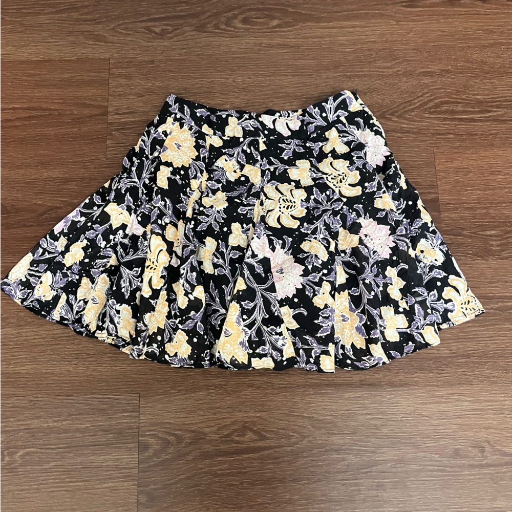 Free People Floral Pleated Mini Skirt